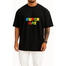 Bahriyeli Collection Oversize Super Gay Göğüs Baskılı Unisex T-Shirt