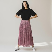 Eren Style Pileli Beli Lastikli Şifon Etek(95 Cm)-(38-50)