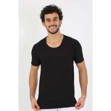 Moda Şahsenem Moda Erkek Açık Yaka Siyah Penye Atlet