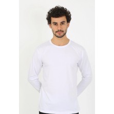 Moda Şahsenem Moda Erkek Sıfır Yaka Uzun Kol Beyaz Fanila