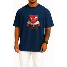 Bahriyeli Collection Oversize Riley Anger Emotion Pixar Fear Göğüs Tasarımlı Unisex T-Shirt