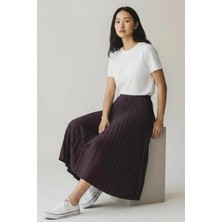 Eren Style Deri Görünümlü Pileli Pamuklu Dokuma Viskon 4 Mevsim Etek(95 Cm)-(38-48)