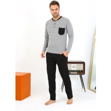 Moda Şahsenem Moda Erkek Uzun Kol Penye Füme Pijama Takımı