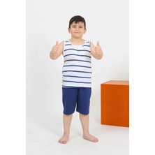 Moda Şahsenem Moda Erkek Çocuk Sıfır Kol Şortlu Beyaz Penye Pijama Takımı