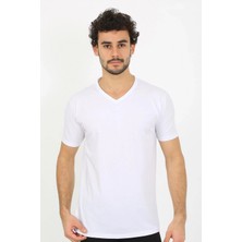 Moda Şahsenem Moda Erkek V Yaka Beyaz Penye Atlet