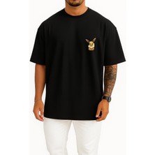 Bahriyeli Collection Oversize Eevee Cep Baskılı Unisex T-Shirt