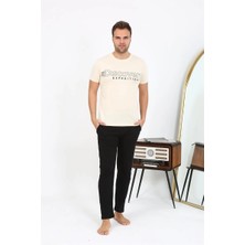 Moda Şahsenem Moda Erkek Kısa Kol Penye Pijama Takımı Krem