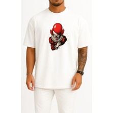 Bahriyeli Collection Oversize Pennywise Göğüs Baskılı Unisex T-Shirt