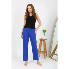 Moda Şahsenem Moda Kadın Penye Düz Tek Alt Pijama Sax
