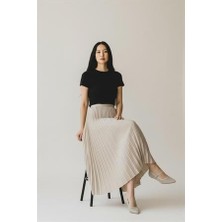 Eren Style Pileli Pamuklu Dokuma Viskon 4 Mevsim Etek(95 Cm)-(38-48)