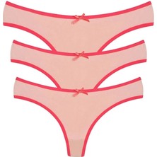 Moda Şahsenem Moda Pamuklu 3lü Tanga Külot Pudra