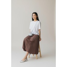 Eren Style Pileli Pamuklu Dokuma Viskon 4 Mevsim Etek(95 Cm)-(38-48)