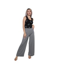 Moda Şahsenem Moda Kadın Kalın Askılı Body Bol Paça Pantolon 2`li Takım Siyah