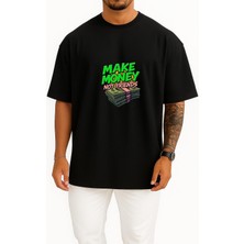 Bahriyeli Collection Oversize Para Kazan Arkadaş Değil Göğüs Baskılı Unisex T-Shirt