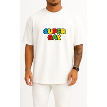 Bahriyeli Collection Oversize Super Gay Göğüs Baskılı Unisex T-Shirt