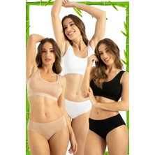 Hrnzafer Tekstil 3'lü Paket Bambu Yüksek Bel Kadın Slip Külot (Q-En 904)