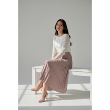 Eren Style Pileli Pamuklu Dokuma Viskon 4 Mevsim Etek(95 Cm)-(38-48)