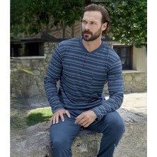 Aydoğan Erkek Çizgili Patlı Uzun Kollu Pijama Takımı 240543