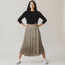 Eren Style Pileli Beli Lastikli Şifon Etek(95 Cm)-(38-50)