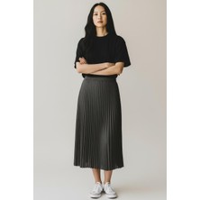 Eren Style Pileli Pamuklu Dokuma Viskon 4 Mevsim Etek(95 Cm)-(38-48)