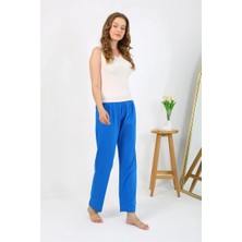Moda Şahsenem Moda Kadın Penye Düz Tek Alt Pijama Mavi
