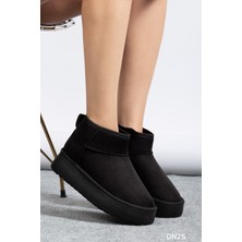 DN2S Kadın Süet Içi Kürklü Yünlü Kalın Tabanlı Kışlık Bilekte Bot