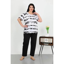 Moda Şahsenem Moda Kadın Büyük Beden Kısa Kol Penye Pijama Takımı Beyaz