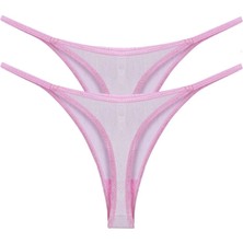 Moda Şahsenem Moda Kadın Pembe Transparan 2'li Tanga Slip