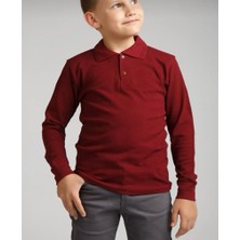 Ümiteks World Of Clothes Bordo Penye Uzun Kol Polo Yaka Uzun Kollu Okul Tişörtü Bordo Polo Yaka Çocuk Tişörtü