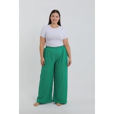 Moda Şahsenem Moda Kadın Büyük Beden Yeşil Rahat Kesim Baggy Tek Alt