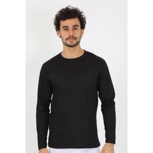 Moda Şahsenem Moda Erkek Sıfır Yaka Uzun Kol Siyah Fanila