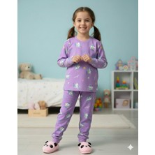 Isobel Isob Lila Unicorn Desenli Interlok %100 Pamuk Kız Çocuk Pijama Takımı 3-8 Yaş 42009