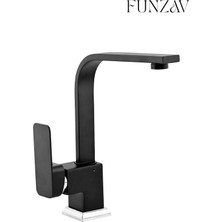 Funzav Modern Siyah Renk Banyo Lavabo Bataryası Şık Dekoratif Dik Tasarımlı Banyo Lavabo Musluğu