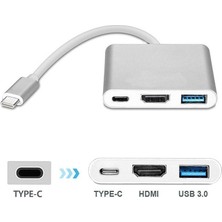 Metai Type-C 3in1 HDMI 4K USB 3.0 Görüntü Veri Aktarımı Sağlar USB Adaptör Notebook ve Macbook ile Uyumlu