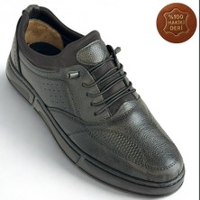 Kardeşler SHOE Erkek Hakiki Deri Ortapedik Rahat Kauçuk Taban Günlük Siyah Erkek Ayakkabı
