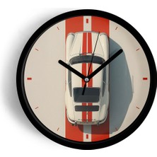 JHAAR Retro Klasik Araba Modern Duvar Saati - 35cm - Önü Camlı Siyah Kasa