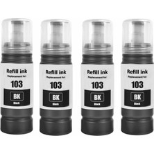 Oratek Epson 103 L3260 Uyumlu 4 Adet Siyah Muadil Mürekkep 70ML
