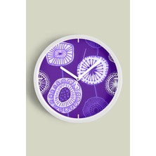 JHAAR Soyut Çiçek İllüstrasyonlu Minimalist Modern Duvar Saati - 35cm - Önü Camlı Beyaz Kasa