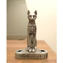 Antioch Art and Design Dekoratif Mısır Kedi Şamdan Biblo Mumluk Tasarım Hediyelik