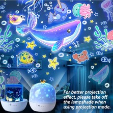 Deste Elektronik Şarjlı Okyanus Gece Işık Projektörü Çocuk Projektör Yatak Odası Yıldız Projektör Şarjlı Projktör