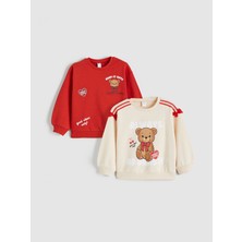LC Waikiki Lcw Yeni Peak Yeni Sezon Bisiklet Yaka Kız Çocuk Kalın Sweatshirt 2'li