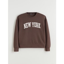LC Waikiki Lcw Yeni Yeni Sezon New York Baskılı Oversize Kadın Sweatshirt