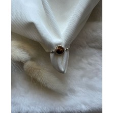 Pel Design Odun Jasper Taşı Gümüş Renk Ayarlanabilir Tel Yüzük