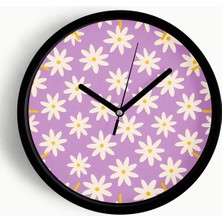 JHAAR Soyut Çiçek Modern Duvar Saati - 35cm - Önü Camlı Siyah Kasa