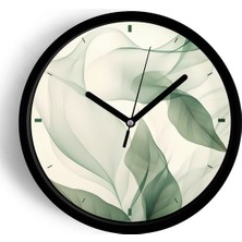 JHAAR Soyut Yaprak Tasarımı Modern Duvar Saati - 35cm - Önü Camlı Siyah Kasa