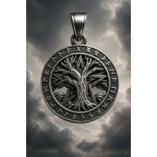 Paslanmaz Çelik Viking Yggdrasil Yaşam Ağacı Runik Kolye