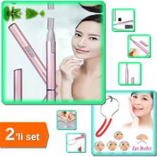 Hereveoyuncak Pilli Bayan Kaş ve Bıyık Alma Makinesi + Tüy Alıcı Yaylı Epilatör - Yüz Yanak Aparatı - 2li Set P2Y0