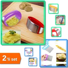 Hereveoyuncak Paslanmaz Çelik Patates Püresi Yapma + Hızlı Meyve ve Sebze Doğrama Dilimleyici - 2li Set C2H6V5