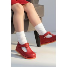 cevoclub kids Hakiki Deri Cırtlı Ortopedik Ilkadım Ayakkabı Kırmızı CV-473