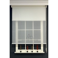 Serin Home Collection Krem Jaluzi Görünümlü Tül ve Stor Perde (Dayanıklı Alüminyum Kasa)